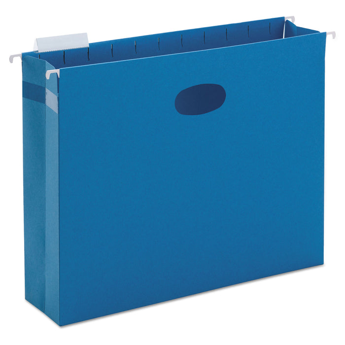 Hanging Pockets with Full-Height Gusset, Letter Size, 1/5-Cut Tab, Sky Blue, 25/Box