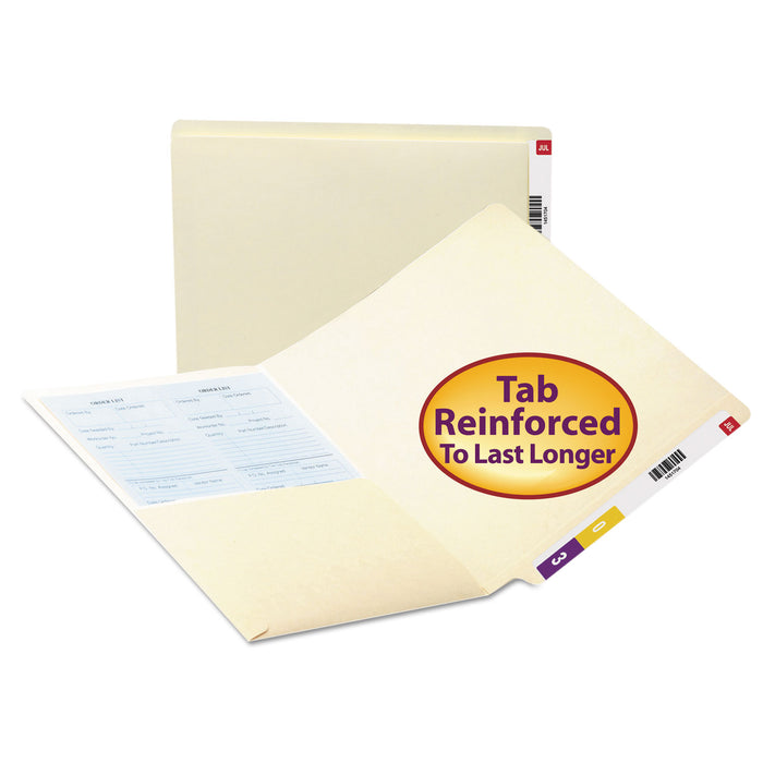 Heavyweight Manila End Tab Pocket Folders with Front Pocket, Straight Tab, Letter Size, 50/Box