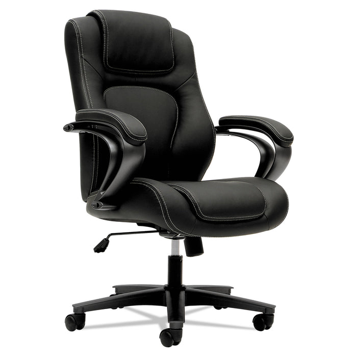 HVL402 Series Executive High-Back Chair, Supports up to 250 lbs., Black Seat/Black Back, Iron Gray Base