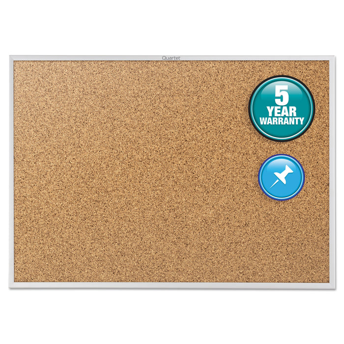 Classic Series Cork Bulletin Board, 24 x 18, Silver Aluminum Frame
