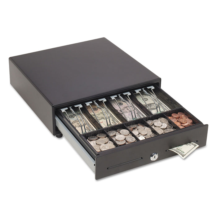Touch Release Locking Cash Drawer w/Spring-Loaded Bill Weights, Black