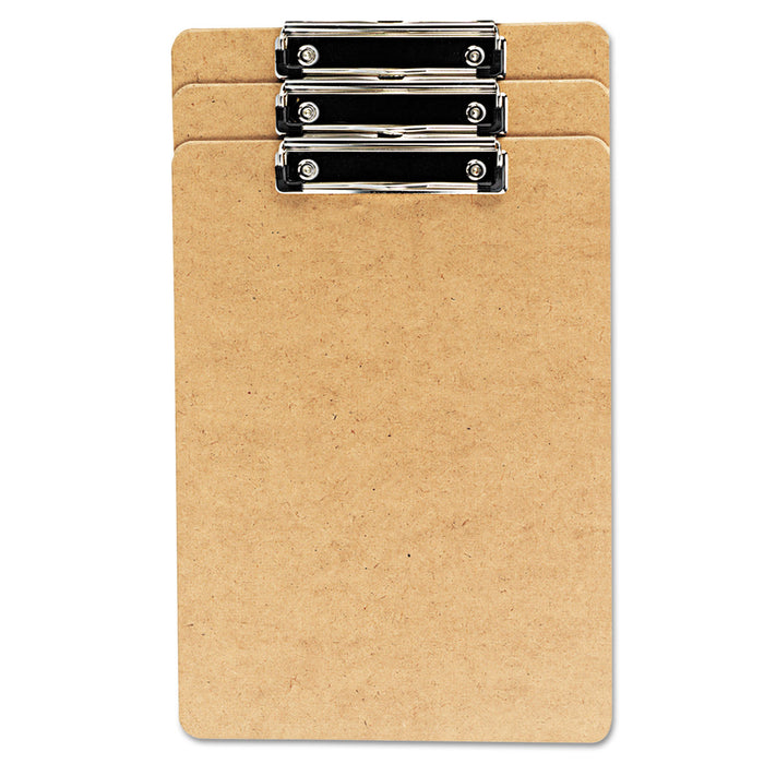 Hardboard Clipboard, 1/2" Capacity, Holds 8 1/2w x 14h, Brown, 3/Pack