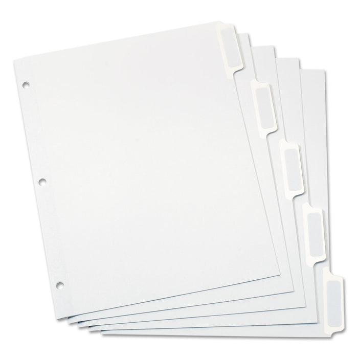 Custom Label Tab Dividers with Self-Adhesive Tab Labels, 5-Tab, 11 x 8.5, White, 5 Sets