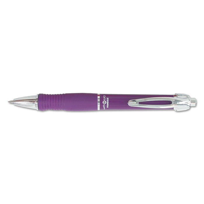 GR8 Retractable Gel Pen, Medium 0.7mm, Violet Ink, Violet/Silver Barrel, Dozen