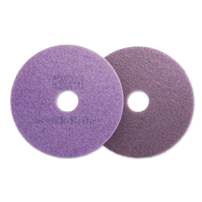 Diamond Floor Pads, Burnish/Buff, 16" Diameter, Purple, 5/Carton
