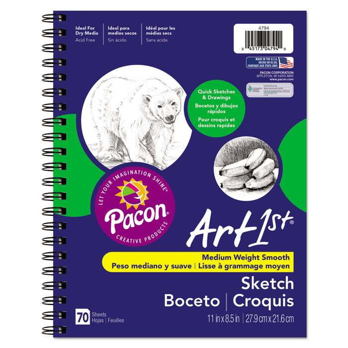 Art1st Sketch Diary, 60 lb, 11 x 8.5, White, 70 Sheets