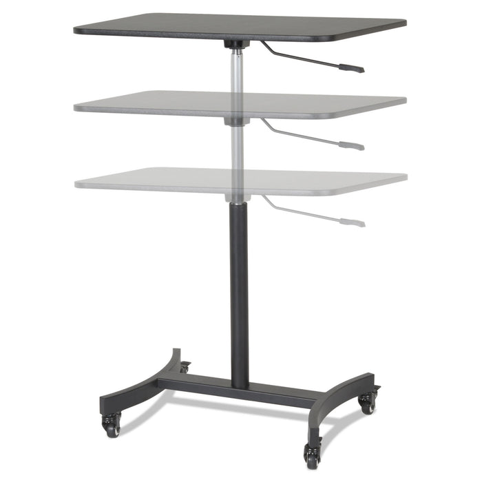 High Rise Mobile Adjustable Sit-Stand Workstation, 30.75w x 22d x 44h, Black