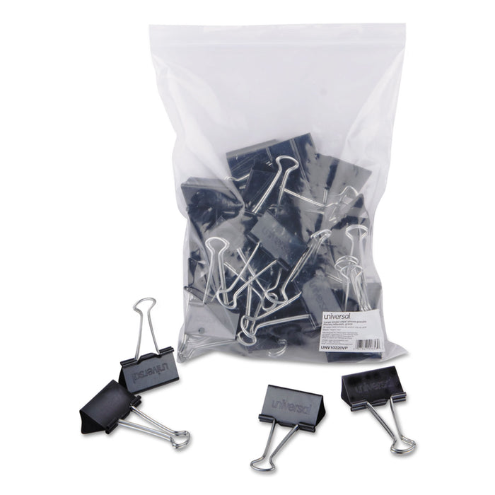 Binder Clips in Zip-Seal Bag, Large, Black/Silver, 36/Pack