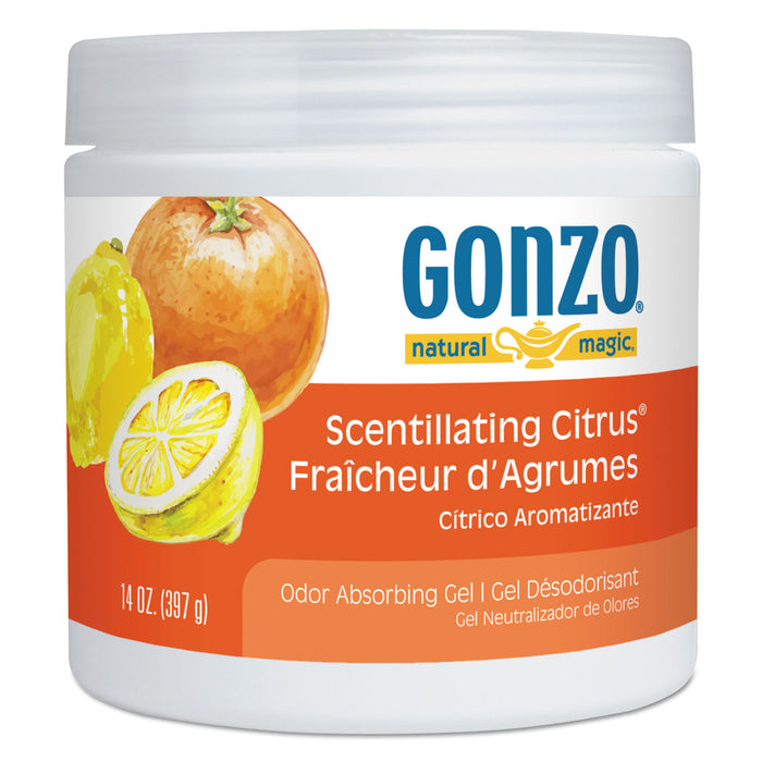 Odor Absorbing Gel, Scentillating Citrus, 14 oz Jar, 12/Carton