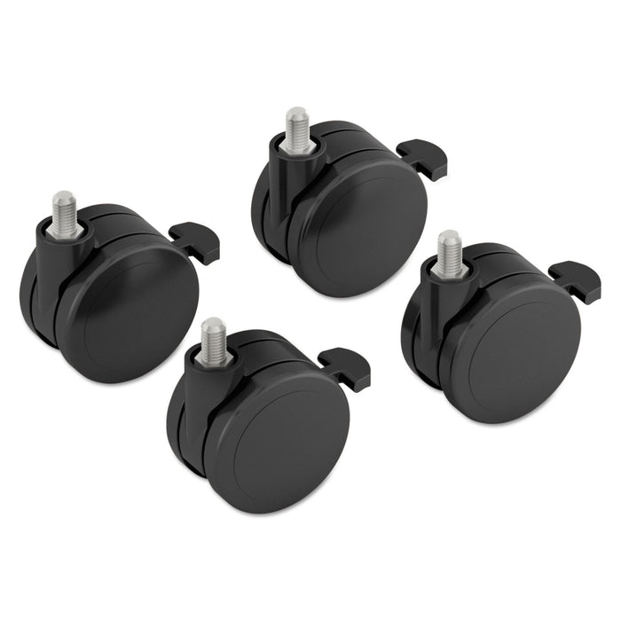 Height-Adjustable Base Caster Add-On Kit, Black, 4/Pack