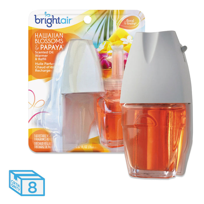 Electric Scented Oil Air Freshener Warmer and Refill Combo, Hawaiian Blossoms/Papaya, 8/Carton