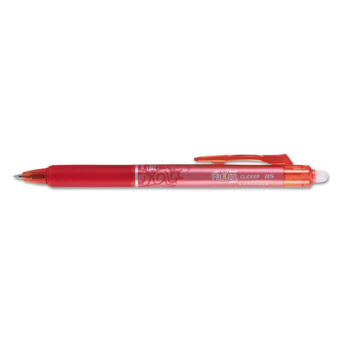 FriXion Clicker Erasable Retractable Gel Pen, 0.5 mm, Red Ink/Barrel, Dozen