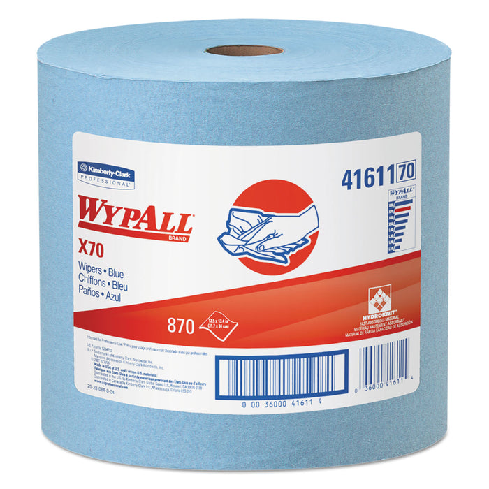 X70 Cloths, Jumbo Roll, 12 1/2 x 13 2/5, Blue, 870/Roll