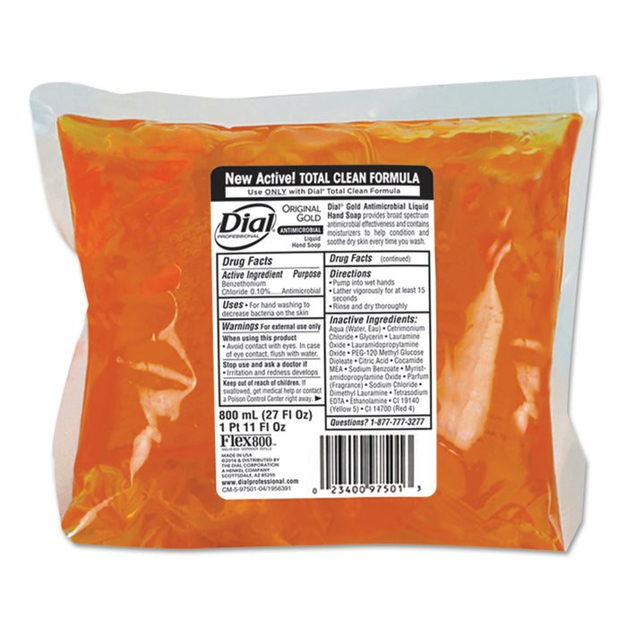 Liquid Dial Gold Soap Refill, Floral Scent, Dispenser, 800 mL Bag, 12/Carton