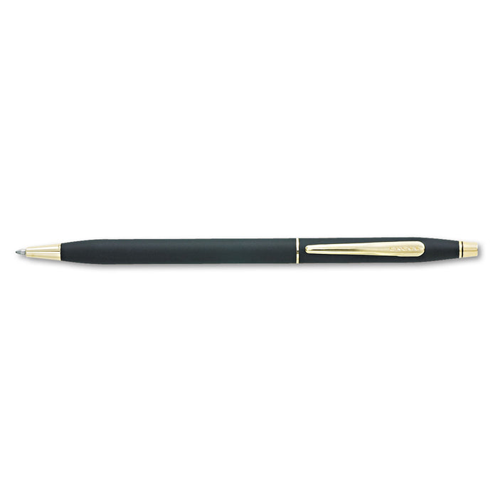 Classic Century Twist-Action Ballpoint Pen Gift Box, 1mm, Black Ink, Black/Gold Barrel