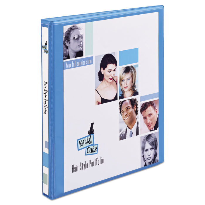 Heavy-Duty Non Stick View Binder with DuraHinge and Slant Rings, 3 Rings, 0.5" Capacity, 11 x 8.5, Light Blue, (5004)