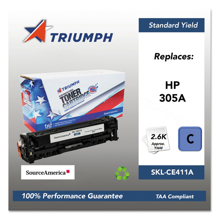 751000NSH1285 Remanufactured CE411A (305A) Toner, 2600 Page-Yield, Cyan