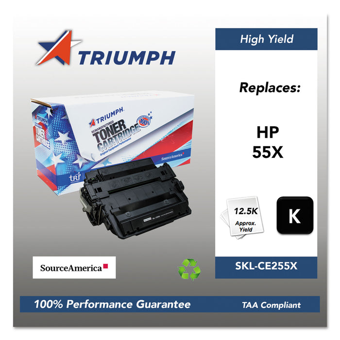 751000NSH1098 Remanufactured CE255X (55X) High-Yield Toner, 12500 Pg-Yld, Black