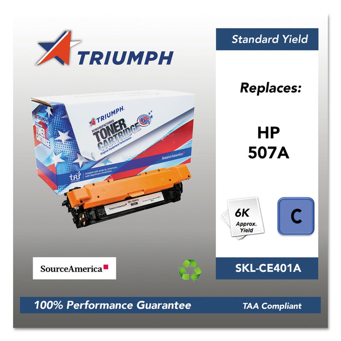 751000NSH1280 Remanufactured CE401A (507A) Toner, 6000 Page-Yield, Cyan
