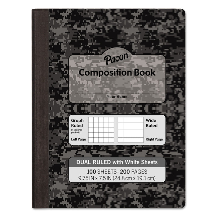 Composition Book, Wide/Legal Rule, Black Cover, 9.75 x 7.5, 100 Sheets