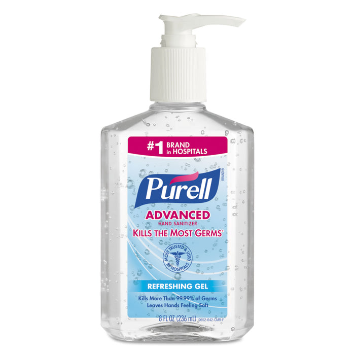 Advanced Refreshing Gel Hand Sanitizer, Clean Scent, 8 oz Pump Bottle