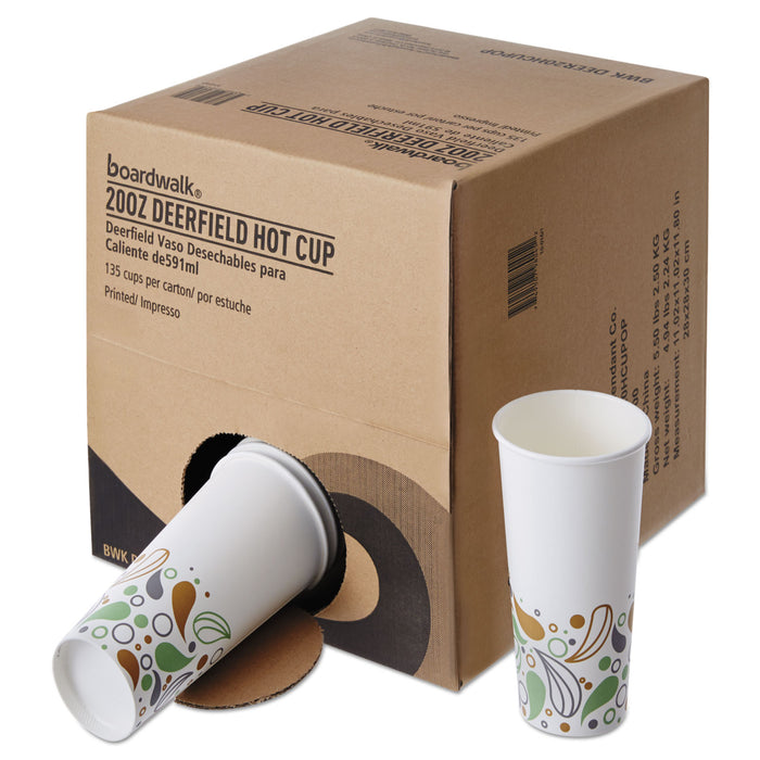 Convenience Pack Paper Hot Cups, 20 oz, Deerfield Print, 9 Cups/Sleeve, 15 Sleeves/Carton