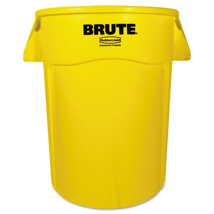 Brute Vented Trash Receptacle, Round, 44 gal, Yellow