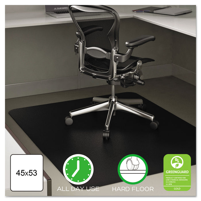 EconoMat All Day Use Chair Mat for Hard Floors, 45 x 53, Rectangular, Black