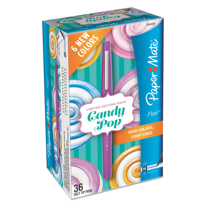 Flair Candy Pop Stick Porous Point Pen, 0.7mm, Assorted Ink/Barrel, 36/Pack