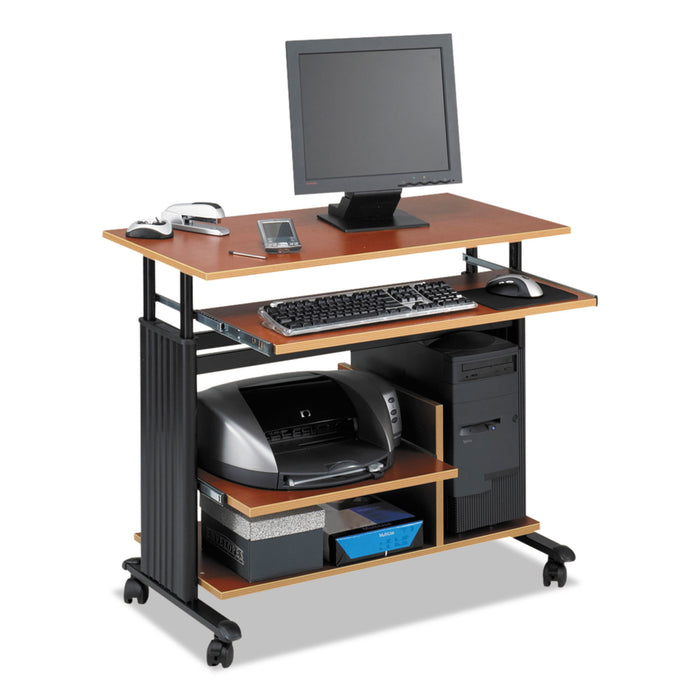 Adjustable Height Mini-Tower Workstation, 35.5w x 22d x 34h, Cherry/Black
