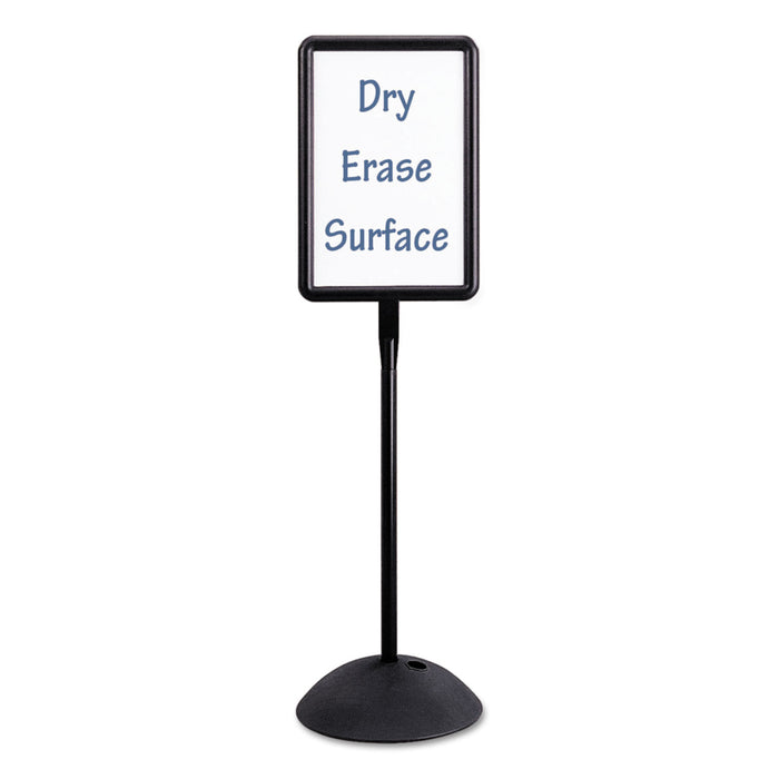 Double Sided Sign, Magnetic/Dry Erase Steel, 18 x 18, White, Black Frame