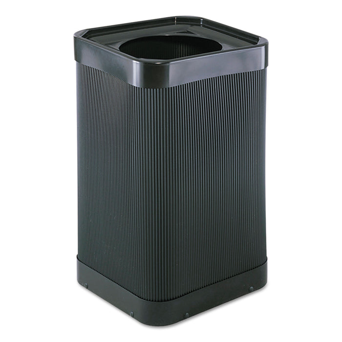 At-Your Disposal Top-Open Waste Receptacle, Square, Polyethylene, 38 gal, Black
