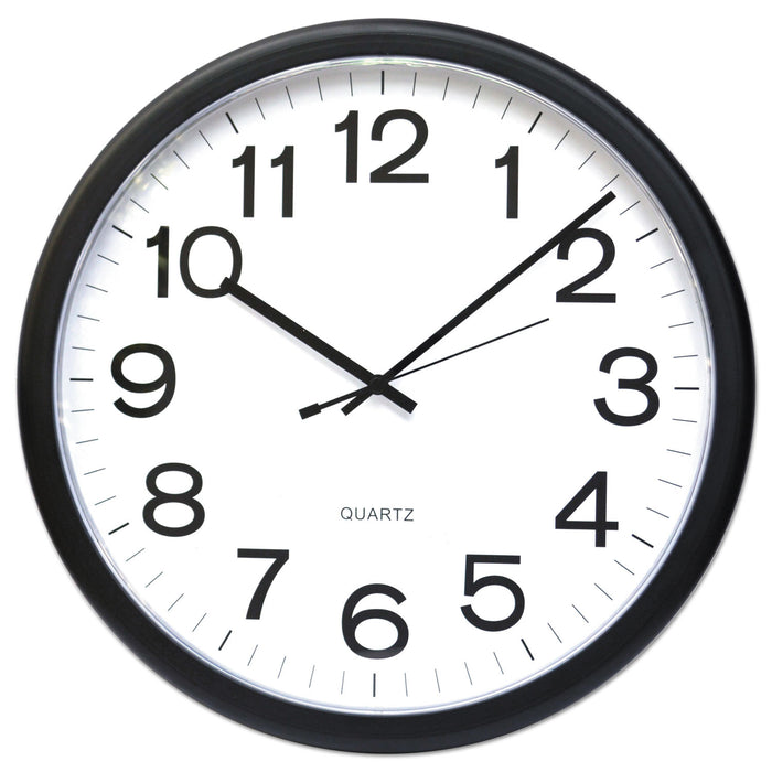 Round Wall Clock, 13.5" Overall Diameter, Black Case, 1 AA (sold separately)