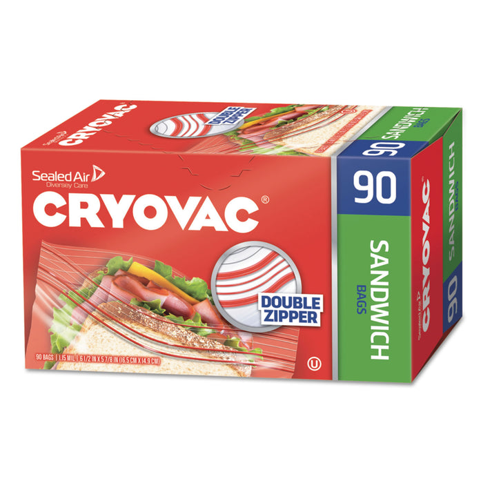 Cryovac Sandwich Bags, 1.15 mil, 6.5" x 5.88", Clear, 1080/Carton