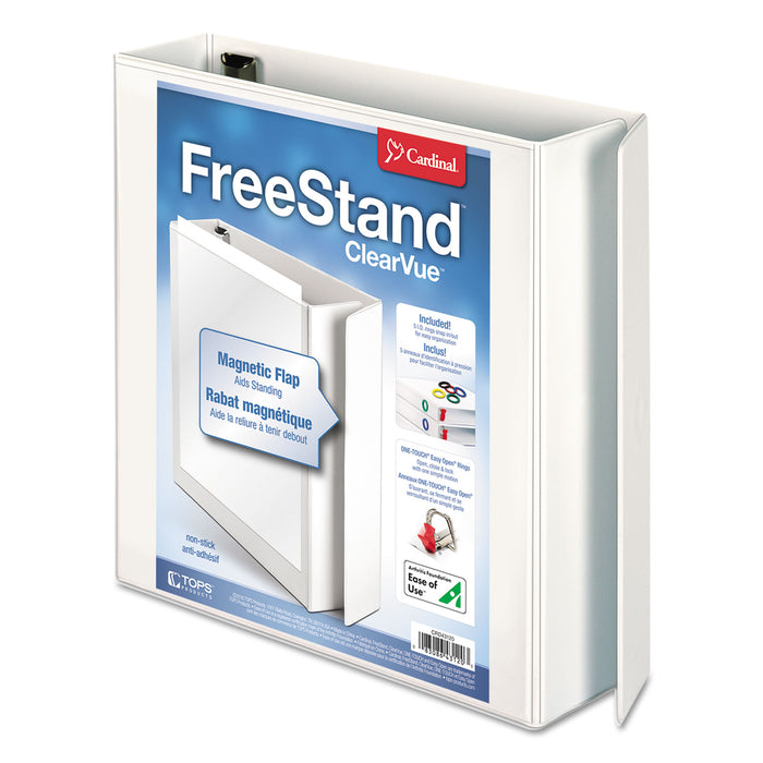 FreeStand Easy Open Locking Slant-D Ring Binder, 3 Rings, 2" Capacity, 11 x 8.5, White