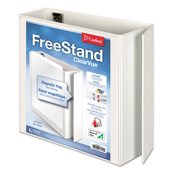 FreeStand Easy Open Locking Slant-D Ring Binder, 3 Rings, 4" Capacity, 11 x 8.5, White
