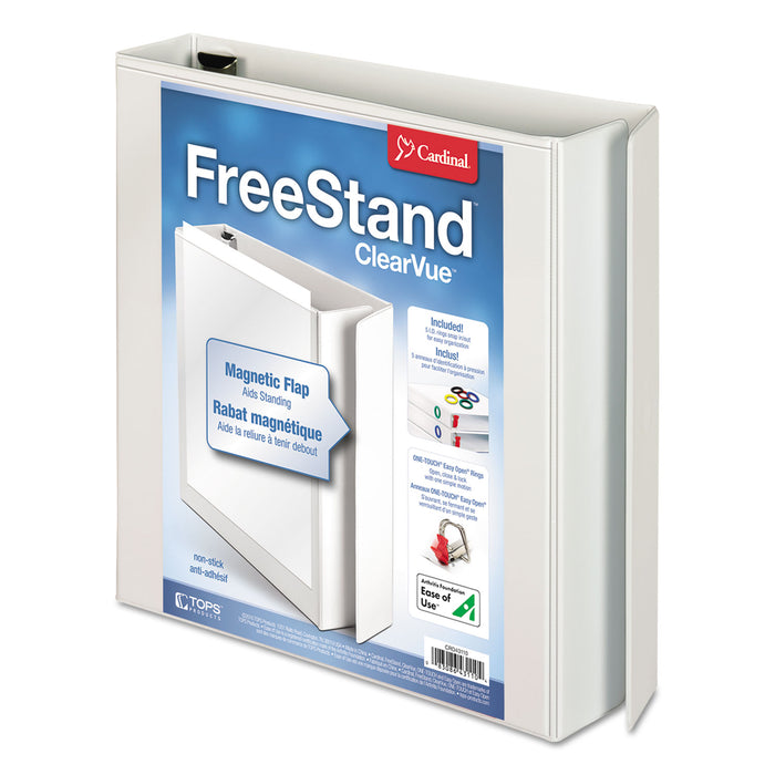 FreeStand Easy Open Locking Slant-D Ring Binder, 3 Rings, 1.5" Capacity, 11 x 8.5, White