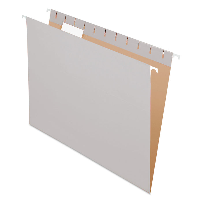 Colored Hanging Folders, Letter Size, 1/5-Cut Tab, Gray, 25/Box
