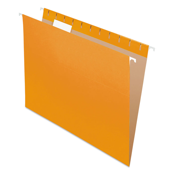 Colored Hanging Folders, Letter Size, 1/5-Cut Tab, Orange, 25/Box