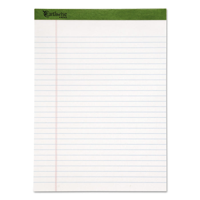 Earthwise by Oxford Recycled Pad, Wide/Legal Rule, 8.5 x 11.75, White, 50 Sheets, Dz
