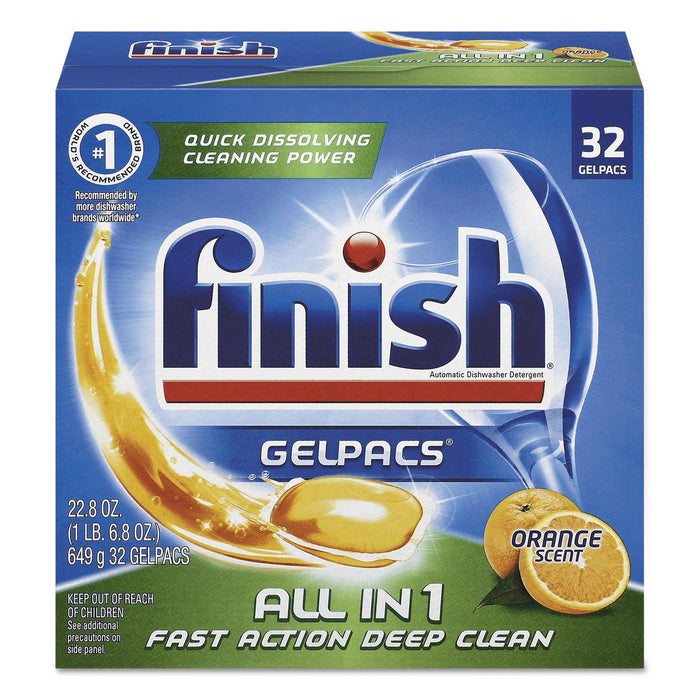 Dish Detergent Gelpacs, Orange Scent, 32/Box