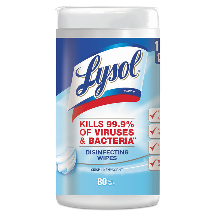 Disinfecting Wipes, 7 x 8, Crisp Linen, 80 Wipes/Canister