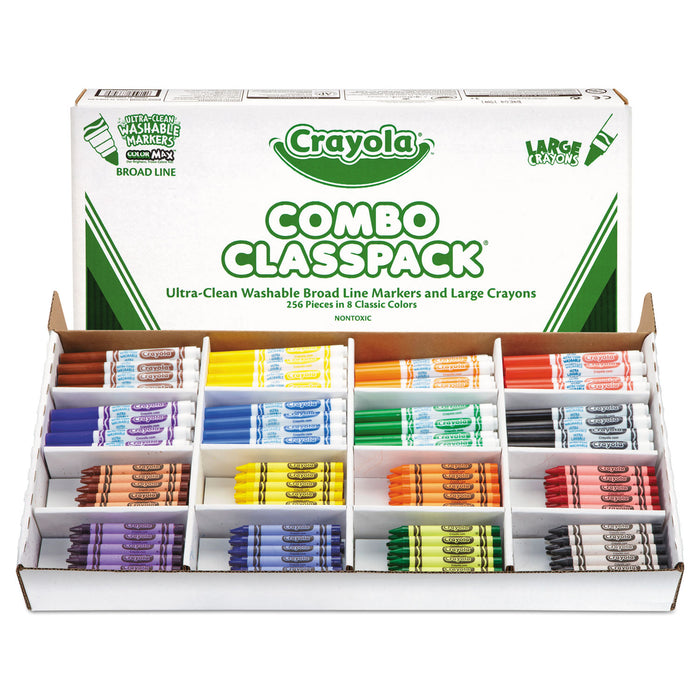 Classpack Crayons w/Markers, 8 Colors, 128 Each Crayons/Markers, 256/Box