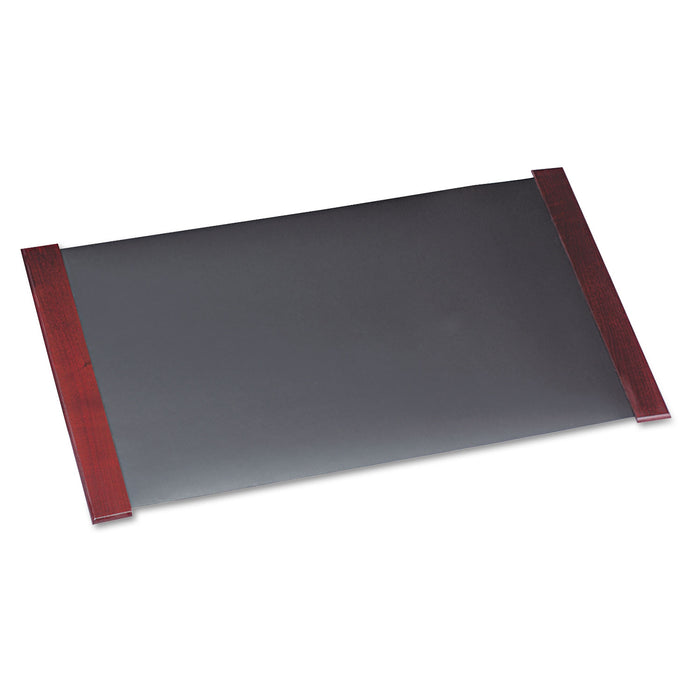 Desk Pad with Wood End Panels, 38 x 21, Mahogany Finish