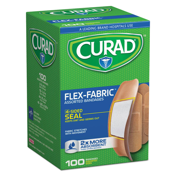 Flex Fabric Bandages, Assorted Sizes, 100 per Box
