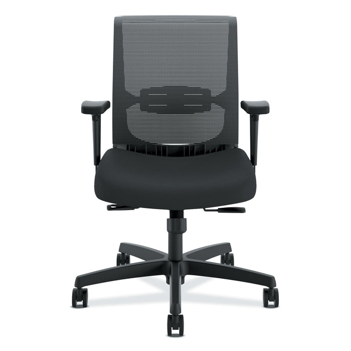 Convergence Mid-Back Task Chair with Syncho-Tilt Control/Seat Slide, Supports up to 275 lbs, Black Seat/Back, Black Base