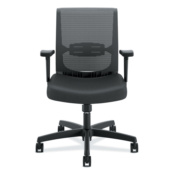 Convergence Mid-Back Task Chair with Swivel-Tilt Control, Supports up to 275 lbs, Vinyl, Black Seat/Back, Black Base