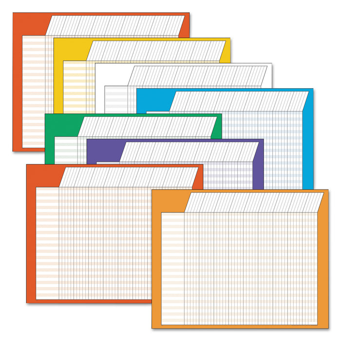 Horizontal Incentive Chart Pack, 28w x 22h, Assorted Colors, 8/Pack
