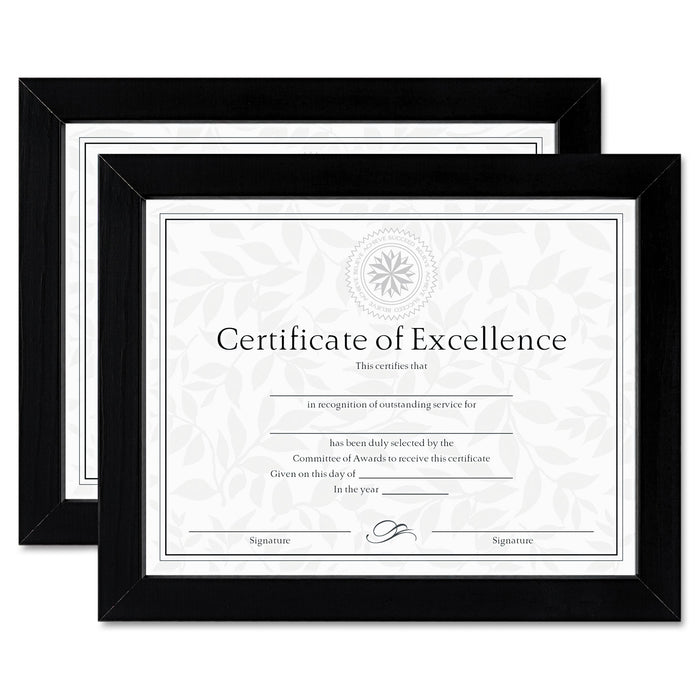 Document/Certificate Frames, Wood, 8 1/2 x 11, Black, Set of Two