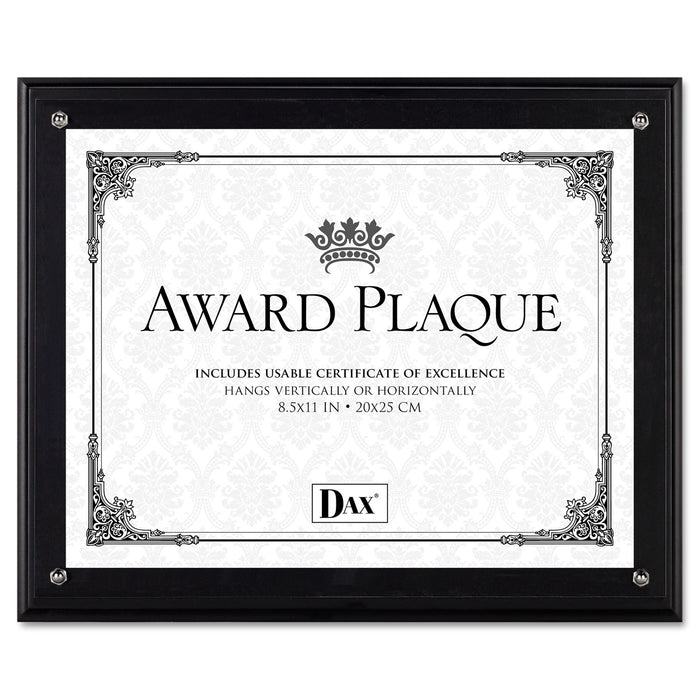 Award Plaque, Wood/Acrylic Frame, Up to 8 1/2 x 11, Black